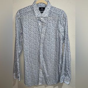 Psycho Bunny Blue Floral Dress Shirt XL Slim Fit